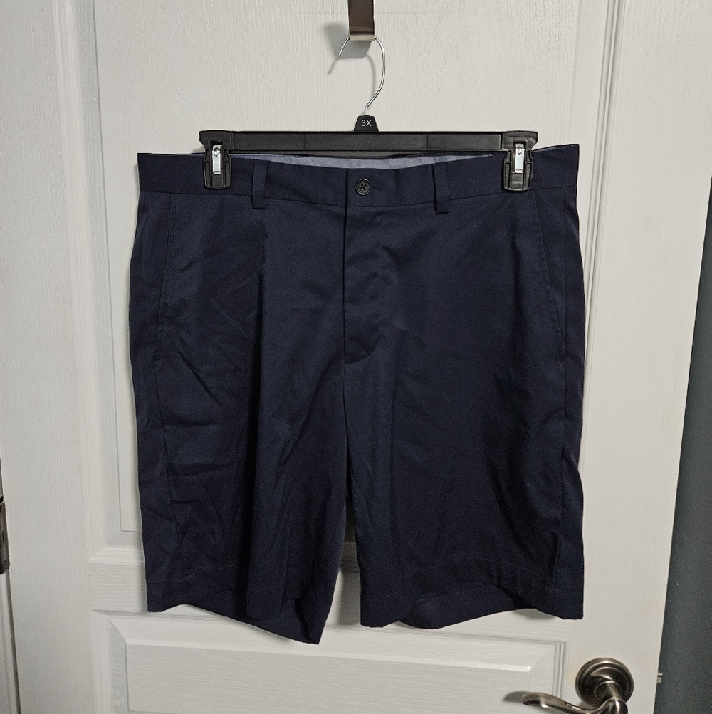 Brooks Brothers Performance Golf Shorts Navy Blue Flat Front Mens 36